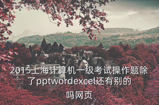 2015上海計算機一級考試操作題除了pptwordexcel還有別的嗎網頁