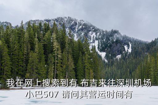我在網上搜索到有 布吉來往深圳機場小巴507 請問其營運時間有