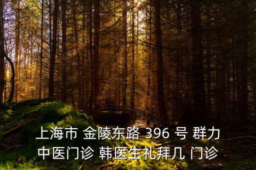 上海市 金陵東路 396 號 群力中醫門診 韓醫生禮拜幾 門診