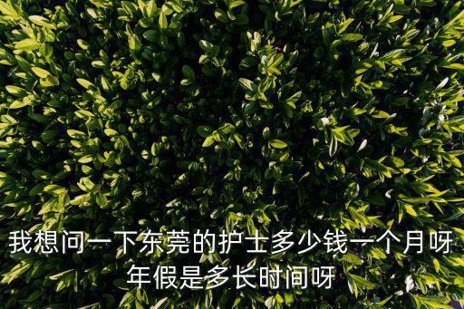 我想問一下東莞的護士多少錢一個月呀年假是多長時間呀