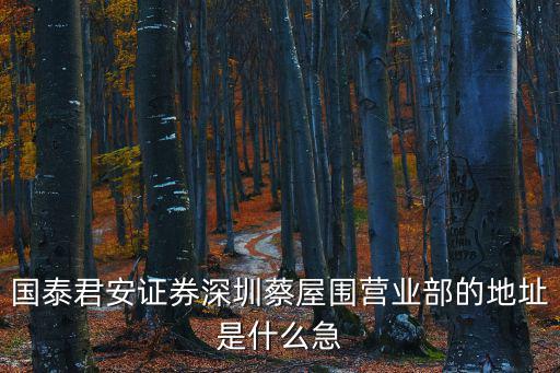 國泰君安證券深圳蔡屋圍營業部的地址是什么急