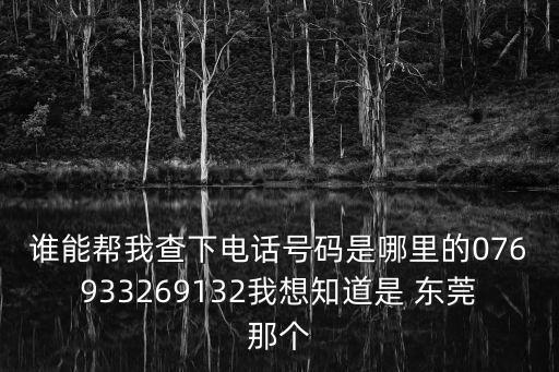 誰能幫我查下電話號碼是哪里的076933269132我想知道是 東莞那個