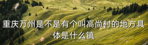 重慶萬州是不是有個叫高尚村的地方具體是什么鎮