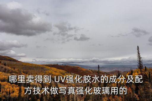 哪里賣得到 UV強化膠水的成分及配方技術做寫真強化玻璃用的