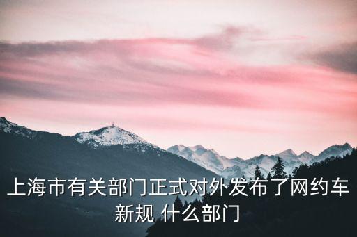 上海市有關部門正式對外發布了網約車新規 什么部門