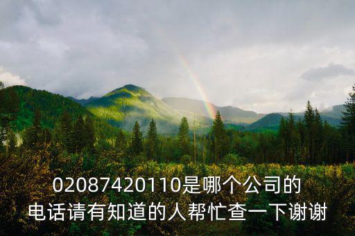 02087420110是哪個公司的電話請有知道的人幫忙查一下謝謝