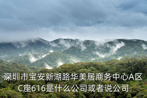 深圳市寶安新湖路華美居商務(wù)中心A區(qū)C座616是什么公司或者說公司