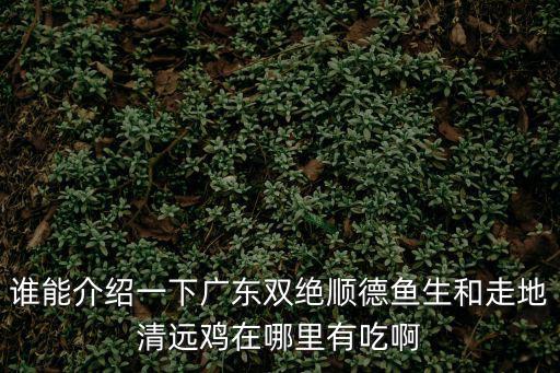 誰能介紹一下廣東雙絕順德魚生和走地清遠雞在哪里有吃啊