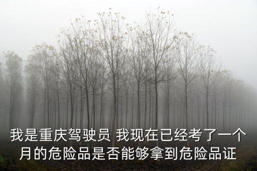 重慶市危險品資格證，我是重慶駕駛員 我現在已經考了一個月的危險品是否能夠拿到危險品證