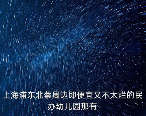 上海浦東北蔡周邊即便宜又不太爛的民辦幼兒園那有