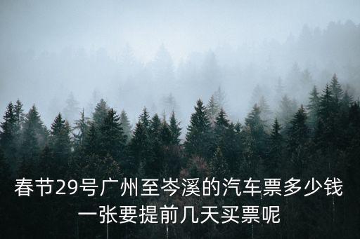 春節(jié)29號廣州至岑溪的汽車票多少錢一張要提前幾天買票呢