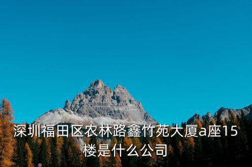深圳福田區(qū)農(nóng)林路鑫竹苑大廈a座15樓是什么公司