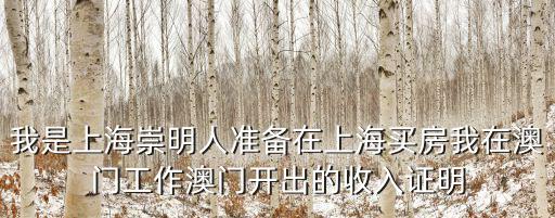 上海市崇明縣第八稅務(wù)師，我是上海崇明人準(zhǔn)備在上海買房我在澳門工作澳門開(kāi)出的收入證明