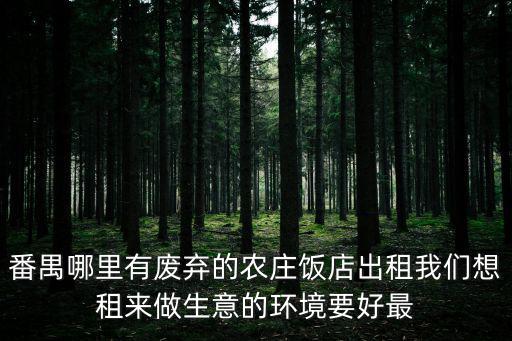 番禺哪里有廢棄的農莊飯店出租我們想租來做生意的環境要好最