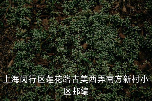 上海閔行區(qū)蓮花路古美西弄南方新村小區(qū)郵編