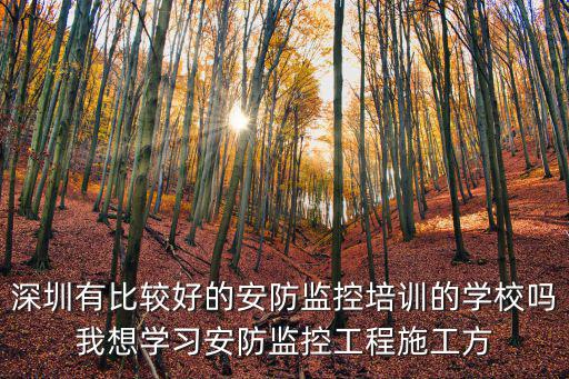 深圳有比較好的安防監控培訓的學校嗎我想學習安防監控工程施工方