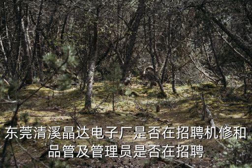 東莞清溪晶達電子廠是否在招聘機修和品管及管理員是否在招聘