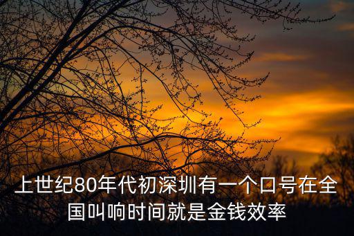 上世紀(jì)80年代初深圳有一個(gè)口號(hào)在全國(guó)叫響時(shí)間就是金錢效率