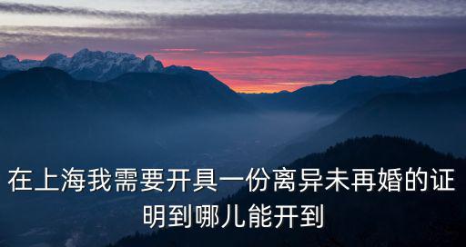 在上海我需要開(kāi)具一份離異未再婚的證明到哪兒能開(kāi)到