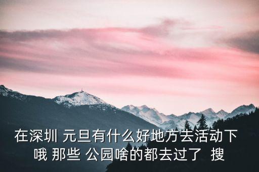 在深圳 元旦有什么好地方去活動下 哦 那些 公園啥的都去過了  搜