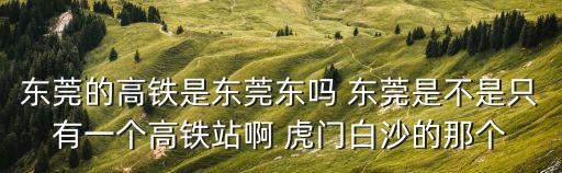 東莞東有動車站嗎，東莞東站是東莞總站嗎還有個火車站呢
