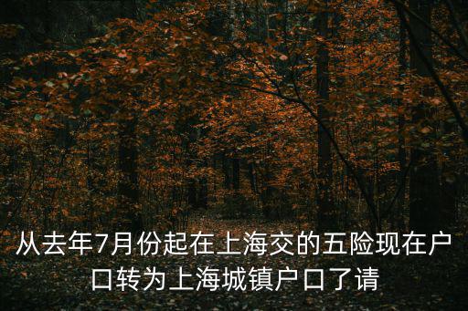 從去年7月份起在上海交的五險現(xiàn)在戶口轉為上海城鎮(zhèn)戶口了請