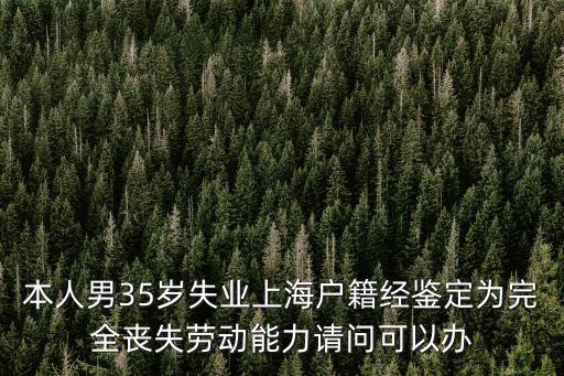 本人男35歲失業(yè)上海戶籍經(jīng)鑒定為完全喪失勞動能力請問可以辦