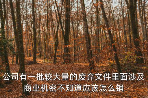 公司有一批較大量的廢棄文件里面涉及商業機密不知道應該怎么銷