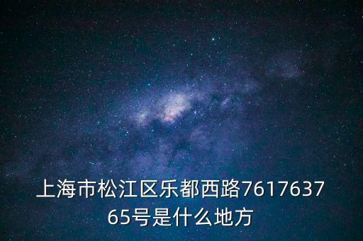 上海市松江區樂都西路761763765號是什么地方