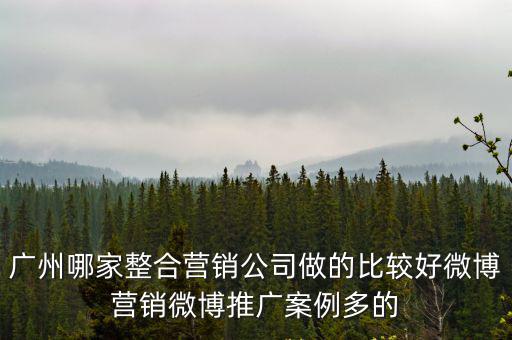 廣州哪家整合營銷公司做的比較好微博營銷微博推廣案例多的