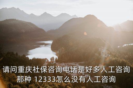 請問重慶社保咨詢電話是好多人工咨詢那種 12333怎么沒有人工咨詢