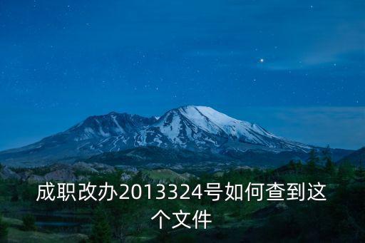 成職改辦2013324號如何查到這個文件