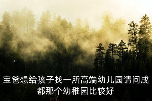 寶爸想給孩子找一所高端幼兒園請問成都那個幼稚園比較好