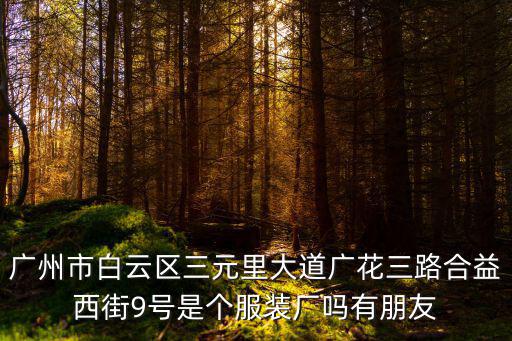 廣州鵬亞服裝有限公司，廣州市三元里大道北棠溪工業區60棟3樓是不是一間服裝公司