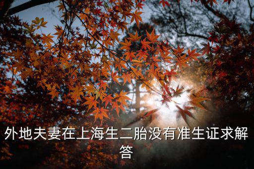 外地夫妻在上海生二胎沒有準(zhǔn)生證求解答