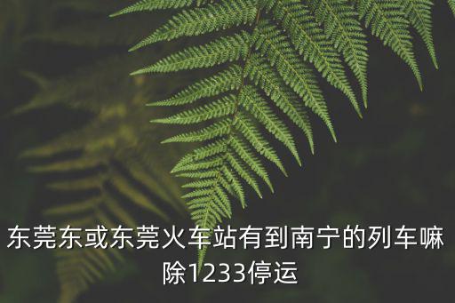 東莞東或東莞火車站有到南寧的列車嘛 除1233停運