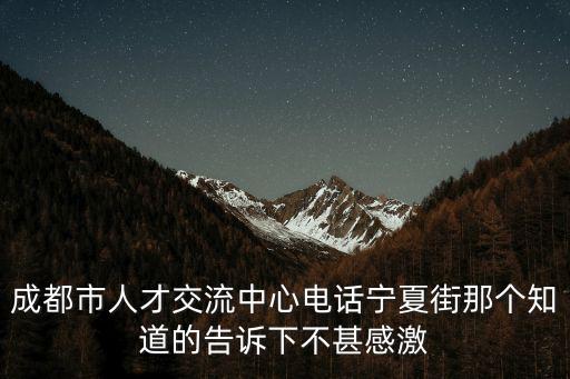 成都市人才交流中心電話寧夏街那個知道的告訴下不甚感激