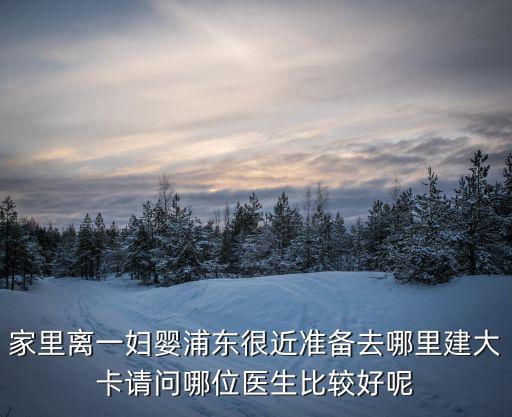 家里離一婦嬰浦東很近準備去哪里建大卡請問哪位醫生比較好呢