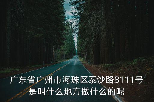 廣東省廣州市海珠區(qū)泰沙路8111號(hào)是叫什么地方做什么的呢
