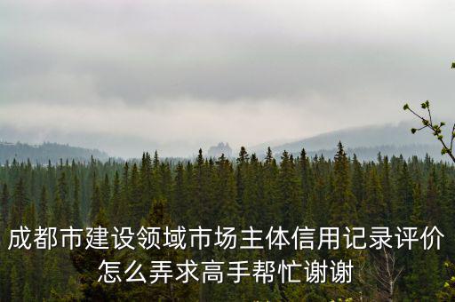 成都市建設領域市場主體信用記錄評價怎么弄求高手幫忙謝謝