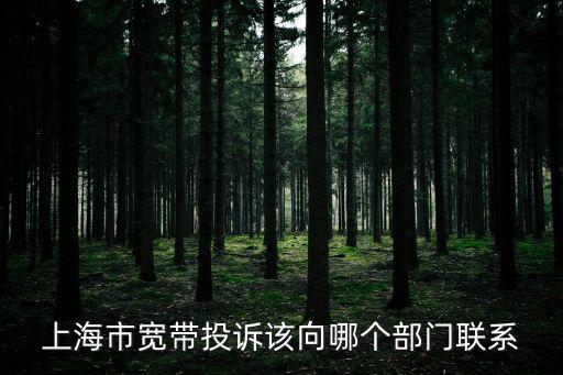 上海市寬帶投訴該向哪個部門聯系