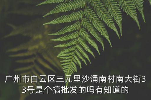 廣州市白云區三元里沙涌南村南大街33號是個搞批發的嗎有知道的