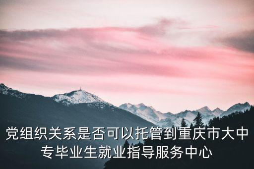 黨組織關系是否可以托管到重慶市大中專畢業生就業指導服務中心