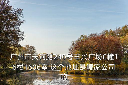 廣州市天河路240號(hào)豐興廣場(chǎng)C幢16樓1606室 這個(gè)地址是哪家公司的