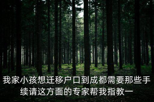 我家小孩想遷移戶口到成都需要那些手續請這方面的專家幫我指教一