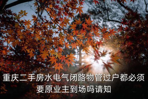 重慶二手房水電氣閉路物管過戶都必須要原業(yè)主到場嗎請(qǐng)知