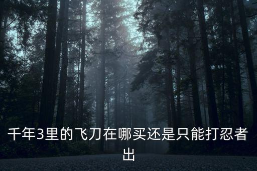 廣州陽江飛刀飛刀啊，千年3里的飛刀在哪買還是只能打忍者出