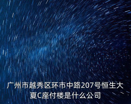 廣州市萬江乾元實業有限公司，廣州市越秀區環市中路207號恒生大夏C座付樓是什么公司