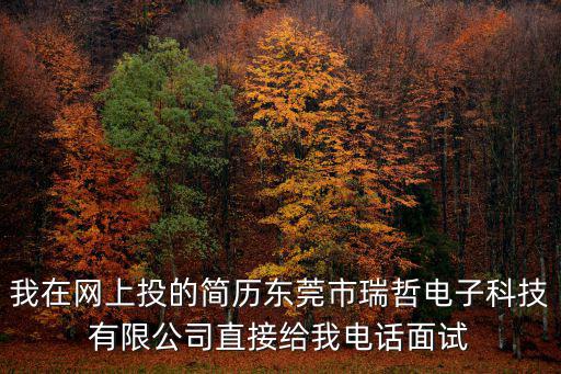 我在網上投的簡歷東莞市瑞哲電子科技有限公司直接給我電話面試
