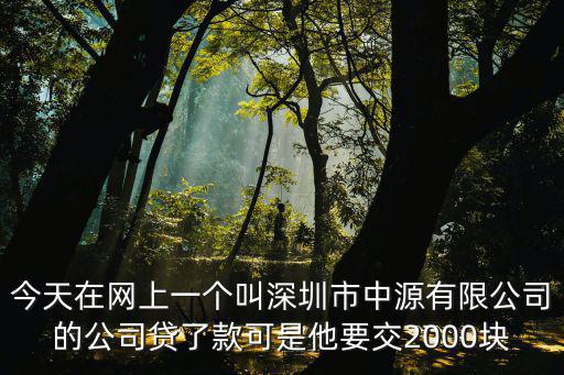 今天在網上一個叫深圳市中源有限公司的公司貸了款可是他要交2000塊